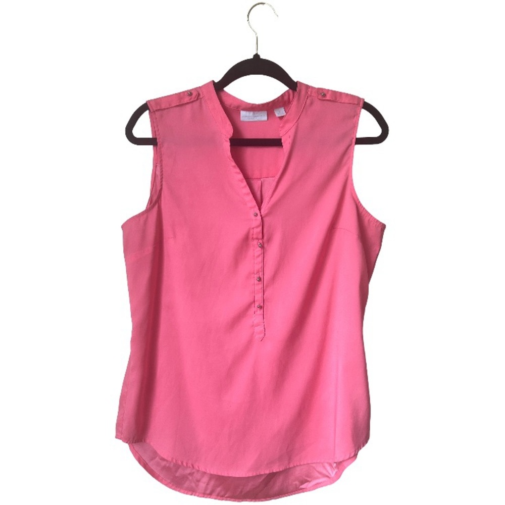 new york & company stretch sleeveless pink blouse